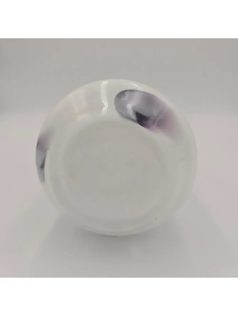 Vintage Murano Style White Purple Art Glass Vase Mid Century Modern 9” Italy